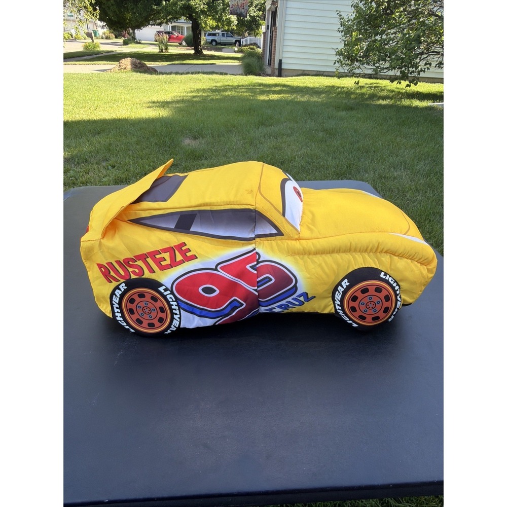 Disney Pixar CARS Dinoco 51 Yellow Cruz Ramirez 14" Reversible Plush Flipazoo - Picture 15 of 16